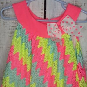 Pink, green, and yellow zig zag dress 4T